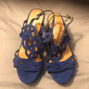 New blue wedge sandals.